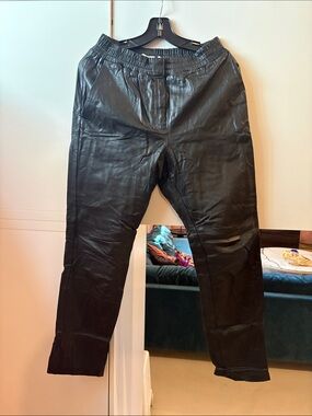 H&M Black Leather Cropped Women's Pants